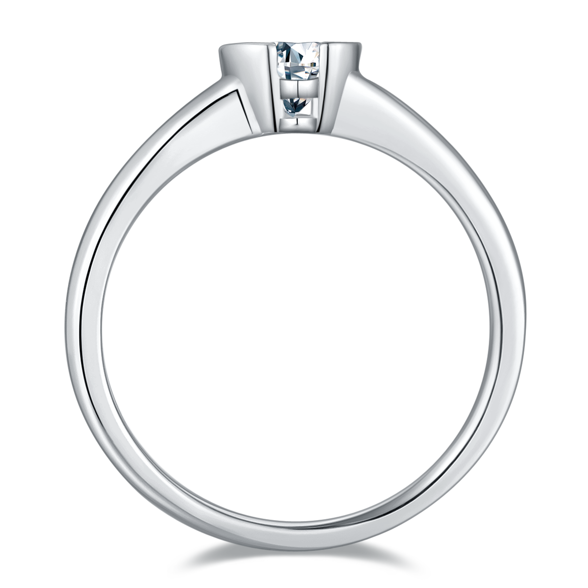 Simplified Triangle S925 Silver Plated Platinum Moissanite Diamond Women's Ring 0.5 Carat D-Class